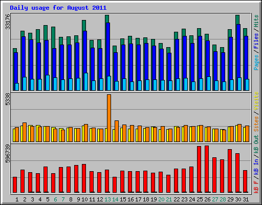 Daily usage for August 2011