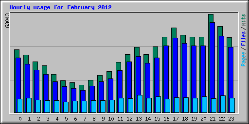 Hourly usage for February 2012